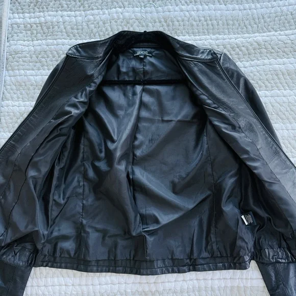 Renuar Black Leather Jacket, Size 10 - Picture 5 of 9